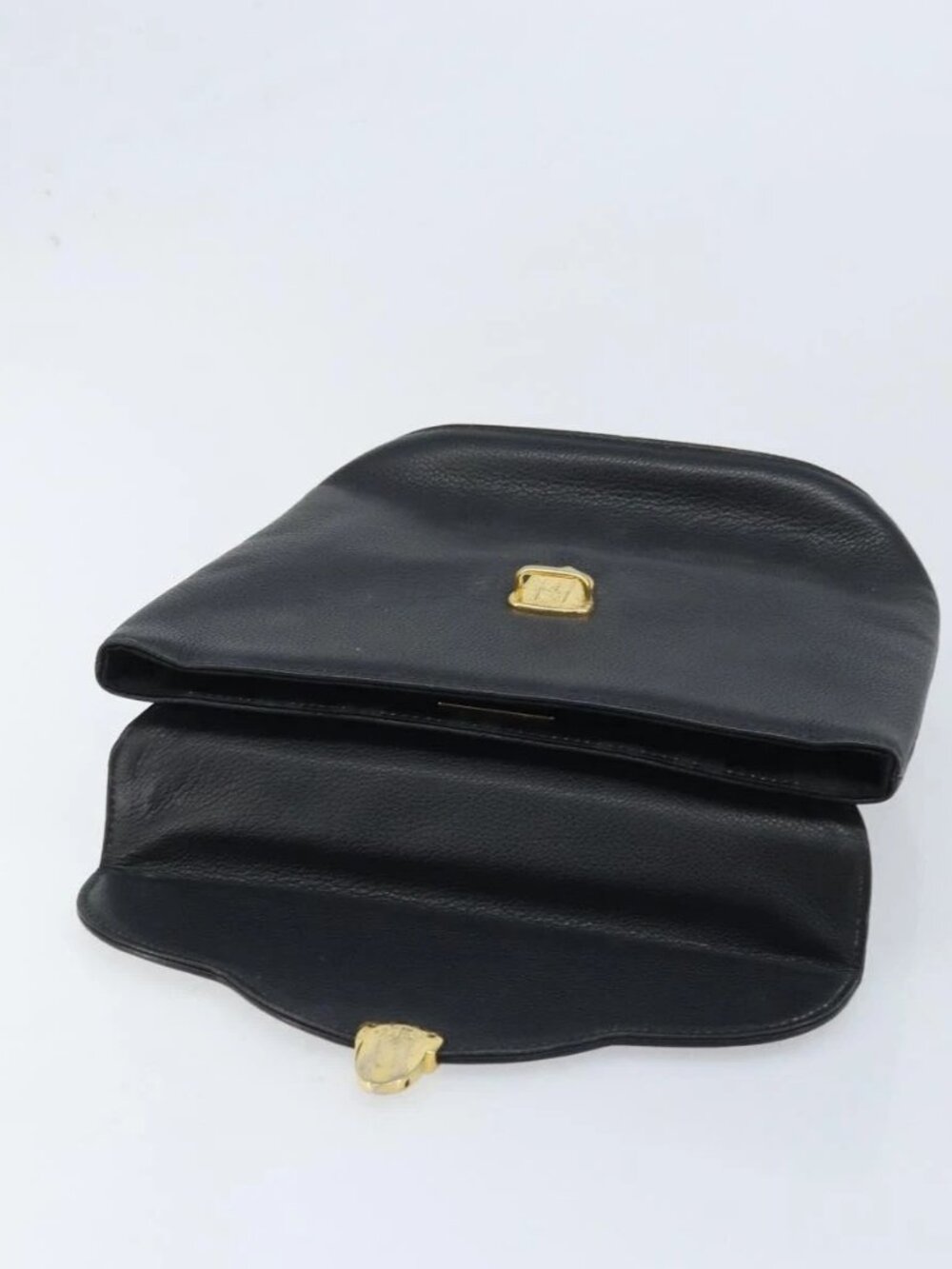 SAINT LAURENT Hand Bag Leather Black Gold Auth 174481 - Picture 12 of 15